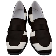 Black And White Large Stripes Goth Mime French Style Women s Chunky Heel Loafers by genx
