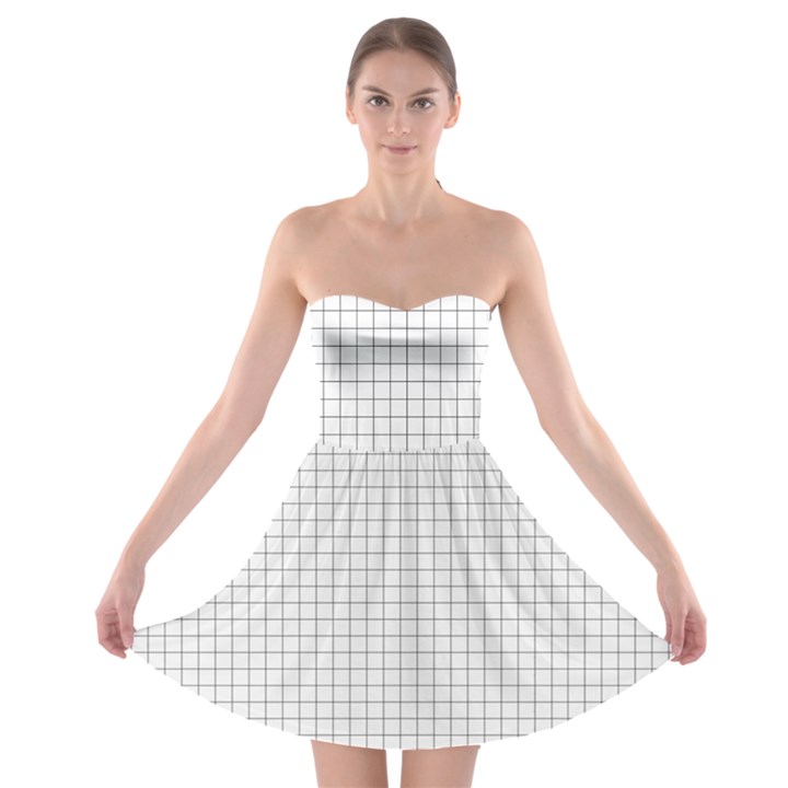 Aesthetic Black and White grid paper imitation Strapless Bra Top Dress