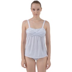 Aesthetic Black And White Grid Paper Imitation Twist Front Tankini Set by genx