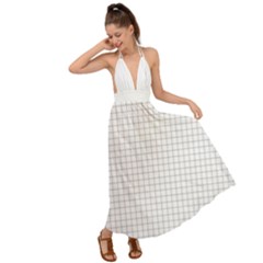Aesthetic Black And White Grid Paper Imitation Backless Maxi Beach Dress by genx