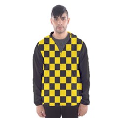 Checkerboard Pattern Black And Yellow Ancap Libertarian Men s Hooded Windbreaker by snek