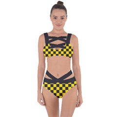 Checkerboard Pattern Black And Yellow Ancap Libertarian Bandaged Up Bikini Set  by snek