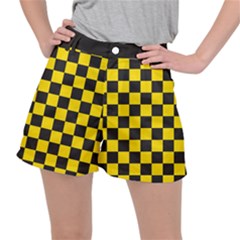 Checkerboard Pattern Black And Yellow Ancap Libertarian Ripstop Shorts by snek
