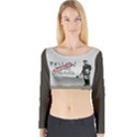 Banksy graffiti Original Quote Follow your dreams CANCELLED cynical with painter Long Sleeve Crop Top View1