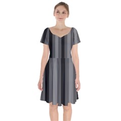 Pattern Bandes Gris/noir Short Sleeve Bardot Dress by kcreatif