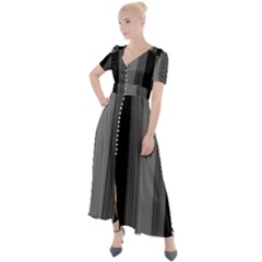 Pattern Bandes Gris/noir Button Up Short Sleeve Maxi Dress by kcreatif