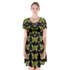 Butterflies With Wings Of Freedom And Love Life Short Sleeve V-neck Flare Dress by pepitasart