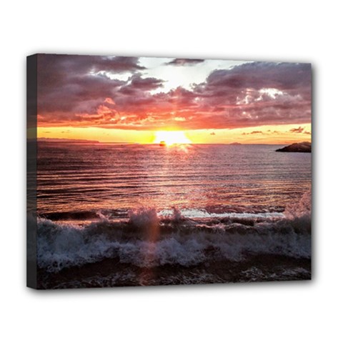 Sunset On The Ocean In Puerto Rico Canvas 14  X 11  (stretched) by StarvingArtisan