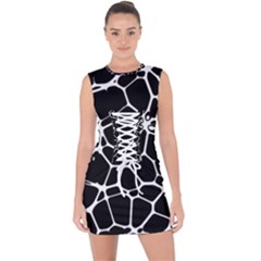 Neurons Braid Network Wattle Yarn Lace Up Front Bodycon Dress