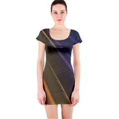 Rainbow Waves Mesh Colorful 3d Short Sleeve Bodycon Dress
