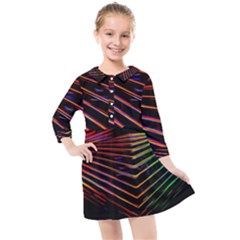Abstract Neon Background Light Kids  Quarter Sleeve Shirt Dress