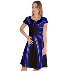 Light Effect Blue Bright Design Classic Short Sleeve Dress