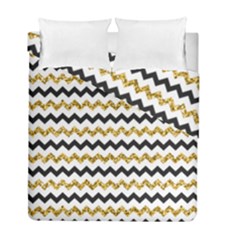 Black And Gold Glitters Zigzag Retro Pattern Golden Metallic Texture Duvet Cover Double Side (full/ Double Size) by genx