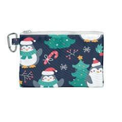 Colorful Funny Christmas Pattern Canvas Cosmetic Bag (medium) by Vaneshart