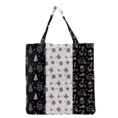 Black Golden Christmas Pattern Collection Grocery Tote Bag by Vaneshart