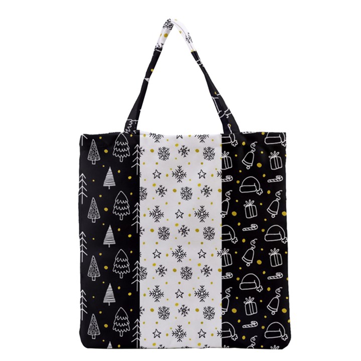 Black Golden Christmas Pattern Collection Grocery Tote Bag
