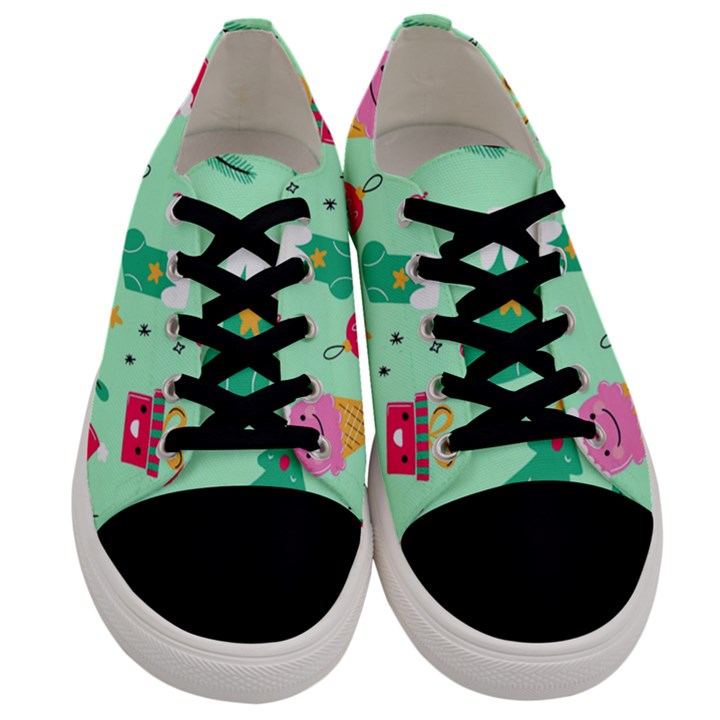 Funny Christmas Pattern Background Men s Low Top Canvas Sneakers