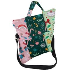 Hand Drawn Christmas Pattern Collection Fold Over Handle Tote Bag by Vaneshart