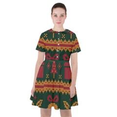 Knitted Christmas Pattern Sailor Dress by Vaneshart