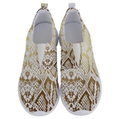 White And Gold Snakeskin No Lace Lightweight Shoes by mccallacoulture