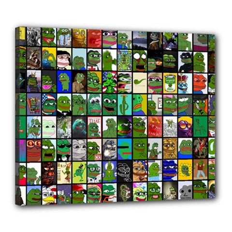 Pepe The Frog Memes Of 2019 Picture Patchwork Pattern Canvas 24  X 20  (stretched) by snek