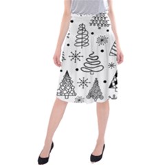 Seamless Pattern With Christmas Trees Midi Beach Skirt by Vaneshart
