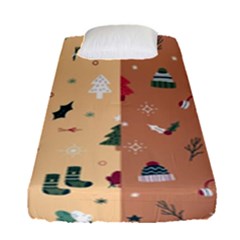 Flat Design Christmas Pattern Collection Fitted Sheet (single Size) by Vaneshart