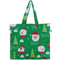 Cute Face Christmas Character Cute Santa Claus Reindeer Snowman Penguin Canvas Travel Bag by Vaneshart