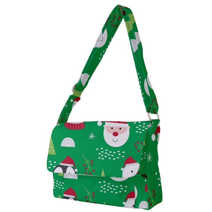 Cute Face Christmas Character Cute Santa Claus Reindeer Snowman Penguin Full Print Messenger Bag (S)