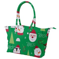 Cute Face Christmas Character Cute Santa Claus Reindeer Snowman Penguin Canvas Shoulder Bag by Vaneshart
