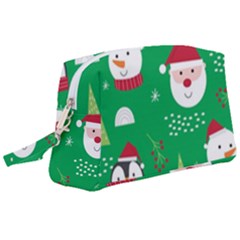 Cute Face Christmas Character Cute Santa Claus Reindeer Snowman Penguin Wristlet Pouch Bag (large) by Vaneshart