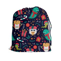 Colorful Funny Christmas Pattern Cute Cartoon Drawstring Pouch (2xl) by Vaneshart