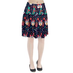 Colorful Funny Christmas Pattern Cute Cartoon Pleated Skirt by Vaneshart
