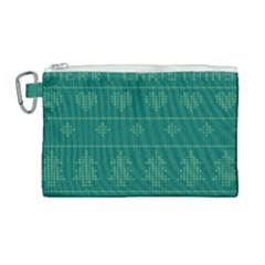 Beautiful Knitted Christmas Pattern Green Canvas Cosmetic Bag (large) by Vaneshart
