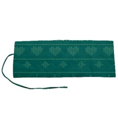 Beautiful Knitted Christmas Pattern Green Roll Up Canvas Pencil Holder (s) by Vaneshart
