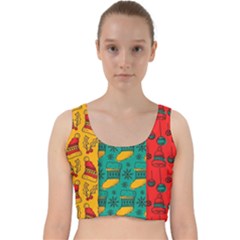 Hand Drawn Christmas Pattern Collection Pattern Velvet Racer Back Crop Top by Vaneshart