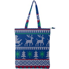 Knitted Christmas Pattern Double Zip Up Tote Bag by Vaneshart