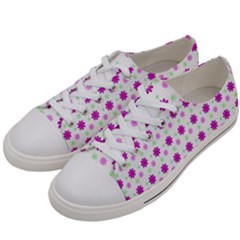 Background Flowers Multicolor Purple Women s Low Top Canvas Sneakers