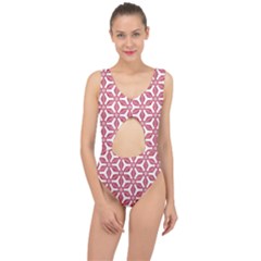 White Red Flowers Texture Center Cut Out Swimsuit by HermanTelo