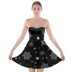 Christmas Snowflake Seamless Pattern With Tiled Falling Snow Strapless Bra Top Dress by Vaneshart
