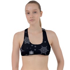 Christmas Snowflake Seamless Pattern With Tiled Falling Snow Criss Cross Racerback Sports Bra by Vaneshart