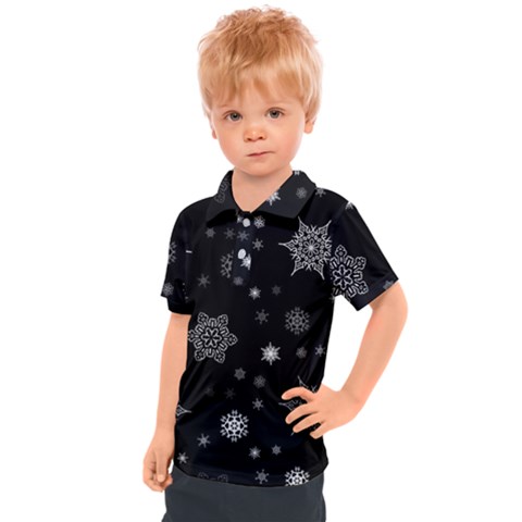 Christmas Snowflake Seamless Pattern With Tiled Falling Snow Kids  Polo Tee by Vaneshart