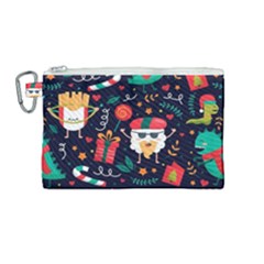 Colorful Funny Christmas Pattern Canvas Cosmetic Bag (medium) by Vaneshart