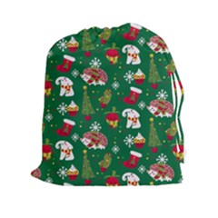 Colorful Funny Christmas Pattern Green Drawstring Pouch (2xl) by Vaneshart