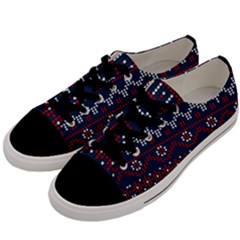 Christmas Concept With Knitted Pattern Men s Low Top Canvas Sneakers by Vaneshart
