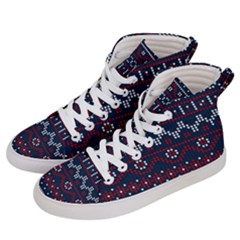 Christmas Concept With Knitted Pattern Women s Hi-top Skate Sneakers by Vaneshart
