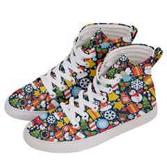 Colorful Pattern With Decorative Christmas Elements Men s Hi-top Skate Sneakers by Vaneshart
