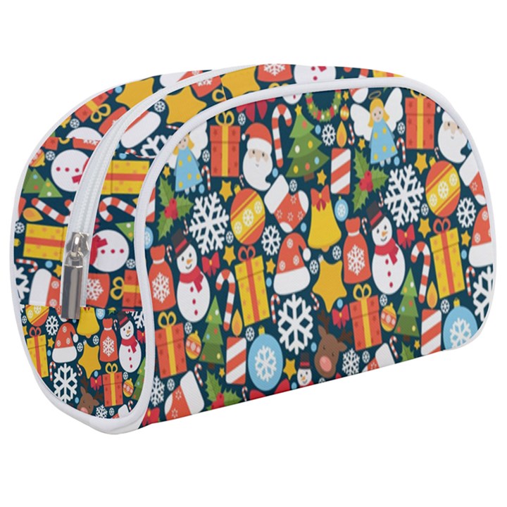 Colorful Pattern With Decorative Christmas Elements Makeup Case (Medium)