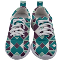 Teal And Plum Geometric Pattern Kids Athletic Shoes