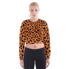 Orange Cheetah Animal Print Cropped Sweatshirt